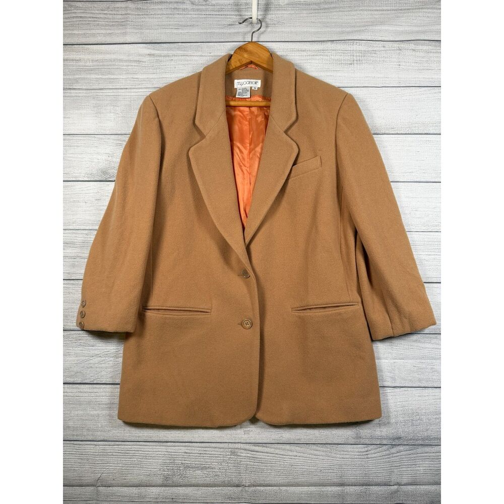 Vintage MJ Carroll Womens M Camel Wool Cashmere Long Blazer Coat